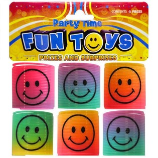 6 STUKS MINI SMILEY SPIRALEN Ø3.5 CM. IN UITDEELZAK (6 ZAKJES.)