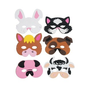 MIX BOERDERIJ DIEREN MASKERS VAN FOAM (24st.)