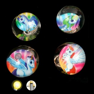 GROTE LICHTGEVENDE UNICORN / EENHOORN STUITERBALLEN, 6,5 CM (12st.)