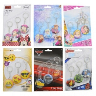 MIX DISNEY SLEUTELHANGERS 3 Stuks op KAART (24 Kaarten a 3 St.)