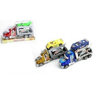 VRACHTWAGEN MET OPLEGGER + SPORTAUTO OP BLISTER (24st.)