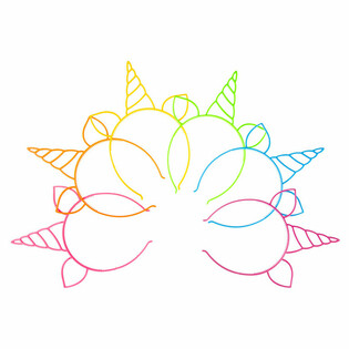 UNICORN / EENHOORN TIARA, MIX NEON KLEUREN (24st.)