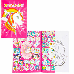 UNICORN / EENHOORN KLEURBOEK 20x14 Cm. MET STICKERS (24st.)