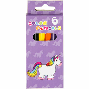 6-DELIGE KLEUR POTLOODJES SET - UNICORN / EENHOORN (24st.)