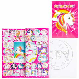 A4 - UNICORN / EENHOORN KLEURBOEK 21x28 Cm, MET STICKERS (12st.)