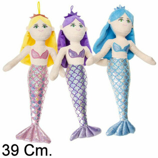 GROTE PLUCHE ZEEMEERMIN / MERMAID POP, 39 CM – MIX KLEUREN (12st.)