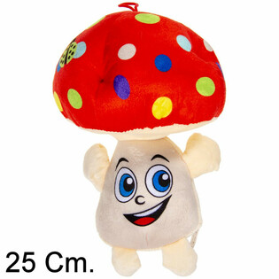 GROTE PLUCHE PADDENSTOEL MET GEZICHT - 25 CM - MIX KLEUREN (6st.)