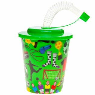 DRINKBEKER / IJSBEKER MET RIETJE - VOETBALLERS (12st.)