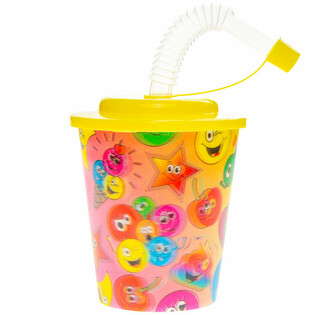 DRINKBEKER / IJSBEKER MET RIETJE &ndash; SMILEY (12st.)