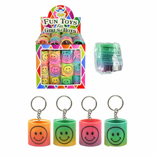 SMILEY REGENBOOG SPIRAAL Ø 3.5 CM VOORZIEN VAN SLEUTELHANGER IN DISPLAY (60st.)