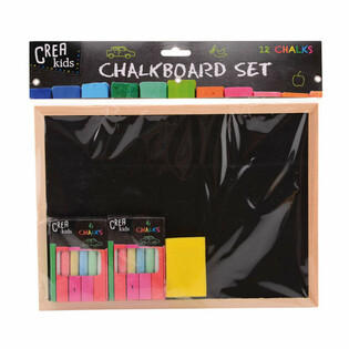 CREA KIDS - KRIJTBORD 29x21CM PLUS 2x DOOSJES SCHOOLBORD KRIJT EN SPONS (12st.)