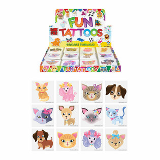 FUN TATTOO&rsquo;S - MODEL: KATTEN & HONDEN, Elk pakjes12x Tattoo&rsquo;s IN DISPLAY (48st.)