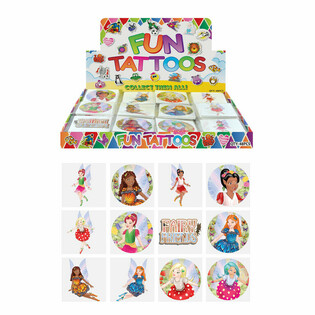 FUN TATTOO&rsquo;S - MODEL: FEE / FAIRY, Elk pakjes 12x Tattoo&rsquo;s IN DISPLAY (48st.)