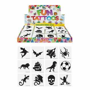 FUN TATTOO’S - MODEL: JONGENS, Elk pakjes 12x Tattoo’s IN DISPLAY (48st.)