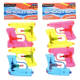 4x AQUA FUN WATERPISTOLEN IN VERPAKKING, 11 CM (12 SETS)
