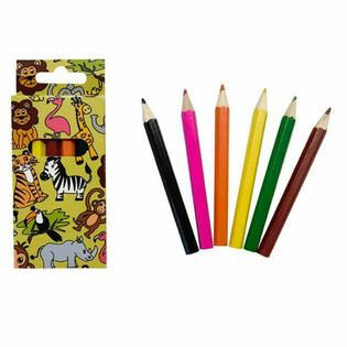 6-DELIGE KLEUR POTLOODJES SET - JUNGLE DIEREN (24st.)