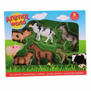 ANIMAL WORLD - SPEELSET MET 6 STUKS BOERDERIJ DIEREN SPEELFIGUREN (1st.)