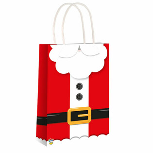 KERSTMAN - PAPIEREN TAS MET HENGSELS - 14x21x7Cm - KERST (24st.)