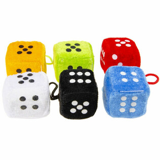 PLUCHE DOBBELSTEEN - MIX KLEUREN 4.5 x 4.5 Cm. (24st.)