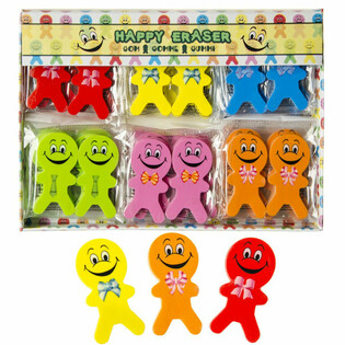 2-DELIGE VROLIJKE SMILEY POPPETJES GOM (36st.)