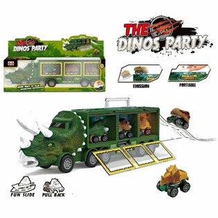 DINOSAURUS TRUCK MET 3x DINO AUTO&rsquo;S - SPEELSET IN GROTE GIFTBOX (1st.)