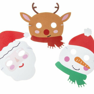 Kerst Foam Maskers Mix - Kerstman, Rendier & Sneeuwpop (48 stuks)