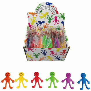 GEKLEURDE STRETCHY SMILEY POPPETJES - IN DISPLAY (36st.)
