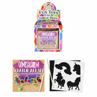 ECO FRIENDLY - MAGISCHE KLEUREN SCRATCH PAPIER - UNICORN / EENHOORN IN DISPLAY (108st.)