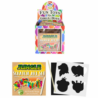 ECO FRIENDLY - MAGISCHE KLEUREN SCRATCH PAPIER - JUNGLE DIEREN IN DISPLAY (108st.)