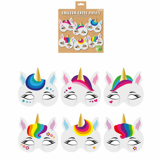 ECO FRIENDLY – UNICORN / EENHOORN PAPIEREN MASKERS (1 Verpakking a 12st.)