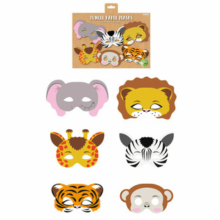 ECO FRIENDLY – JUNGLE DIEREN PAPIEREN MASKERS (1 Verpakking a 12st.)