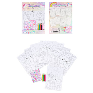 GROTE KLEUR SET - MODEL: UNICORN / EENHOORN - Afm 22x30x1 CM (12st.)