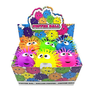 PUFFER BAL MET OGEN - 13CM - IN DISPLAY (12st.)