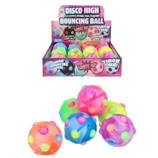 DISCO LICHTGEVENDE BOUNCING STUITERBAL - 6CM - IN DISPLAY (12st.)