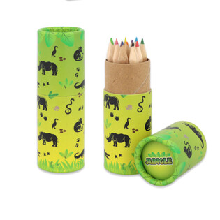 12x KLEURPOTLODEN IN KOKER: MODEL: JUNGLE DIEREN - IN DISPLAY (20st.)