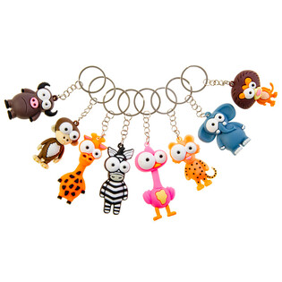 Funny Dieren Sleutelhangers - Mix dieren met grote ogen (48st.)