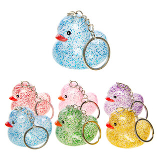Glitter Eend Sleutelhangers - Mix Kleuren (12 stuks)