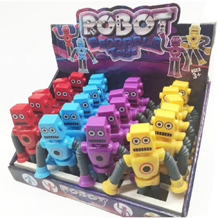 BUIGZAME FLEXIBELE SPEELGOED ROBOTS - MIX KLEUREN - IN DISPLAY (24st.)