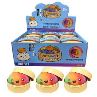 RAGE - RAINBOW Squishy Bun Dumplings GROOT (Afm. 8.5 x 8.5 x 4.8 Cm) - Viral 2026 Fidget Toy (12st.)