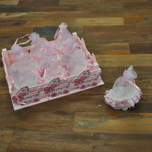 DECO KARTJE MET 9 DECO KINDERWAGENS - ROZE